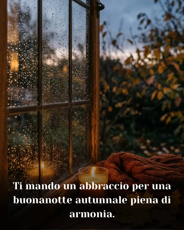 Ti mando un abbraccio per una buonanotte autunnale piena di armonia