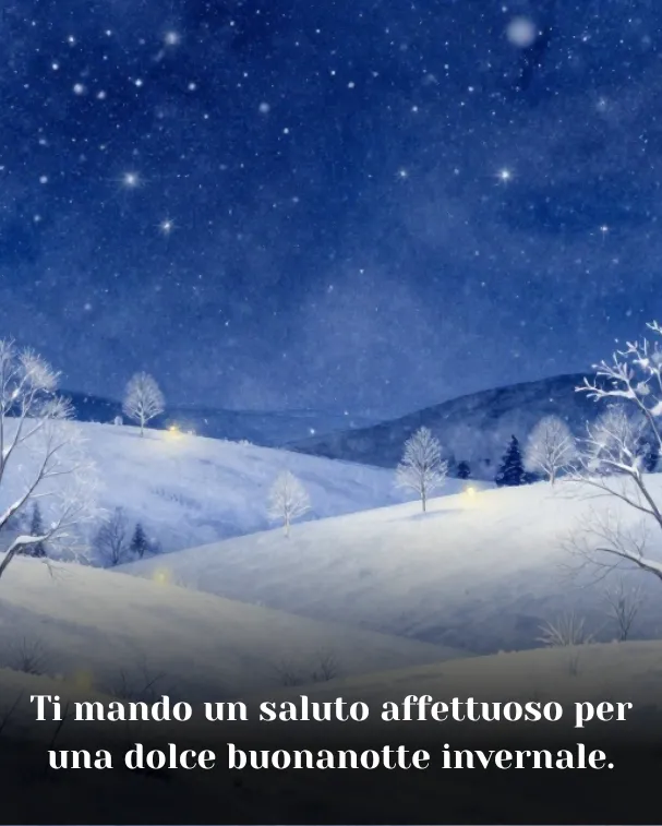 Ti mando un saluto affettuoso per una dolce buonanotte invernale